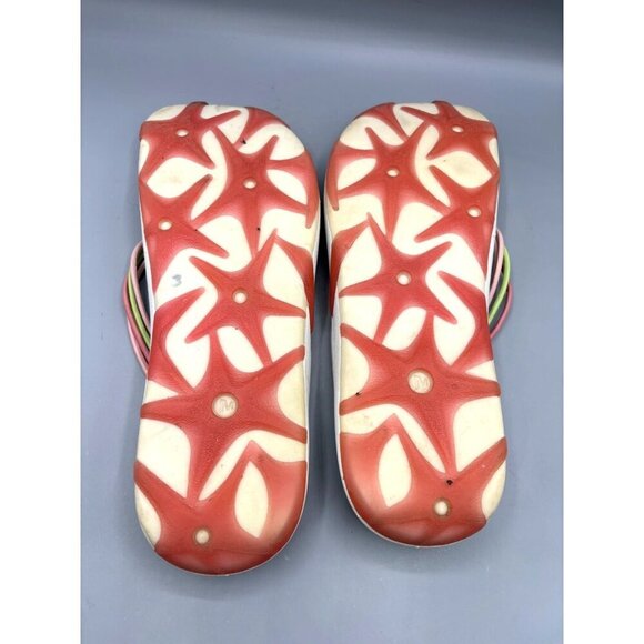 Merrell Kai Womens Suede Sandals Pink Green Straps Starfish Pattern Sole Sz 10 - Picture 6 of 7